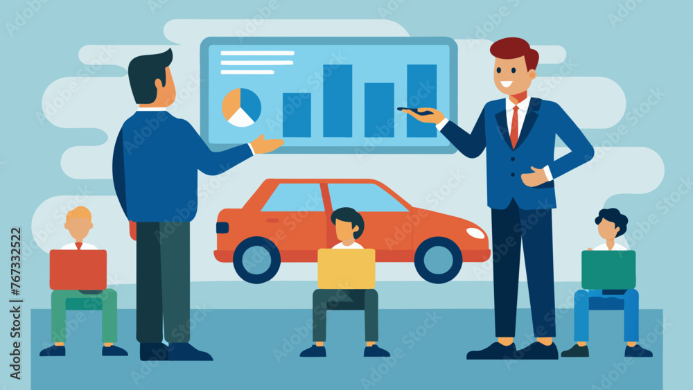 A companys fleet manager giving a presentation on the benefits of standardizing car models for business use emphasizing the potential cost A companys fleet manager giving a presentation on the benefits of standardizing car models for business use emphasizing the potential cost