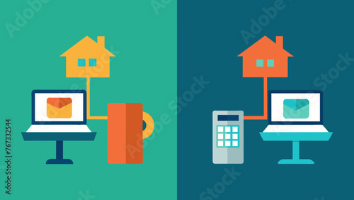 A splitscreen image showcasing the price difference between home office supplies purchased instore versus online highlighting the importance of photo