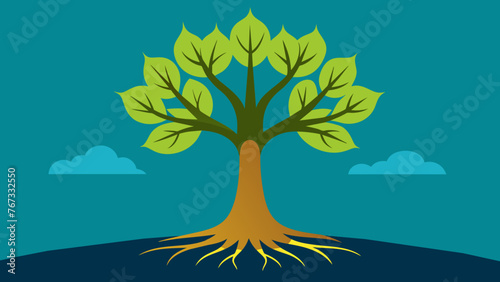 A tree with roots firmly planted in the ground symbolizing a strong foundation and the stages of growth a business must go through to reach