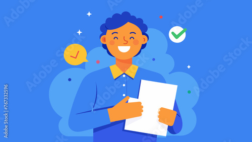 A picture of a satisfied and motivated employee with a thank you note from the company conveying the positive impact of employee development