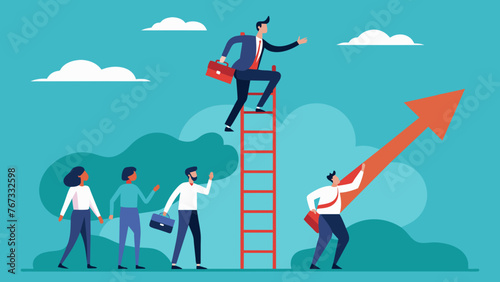 A visual of a ladder representing the idea that investing in employee development can lead to upward mobility and career advancement for both photo