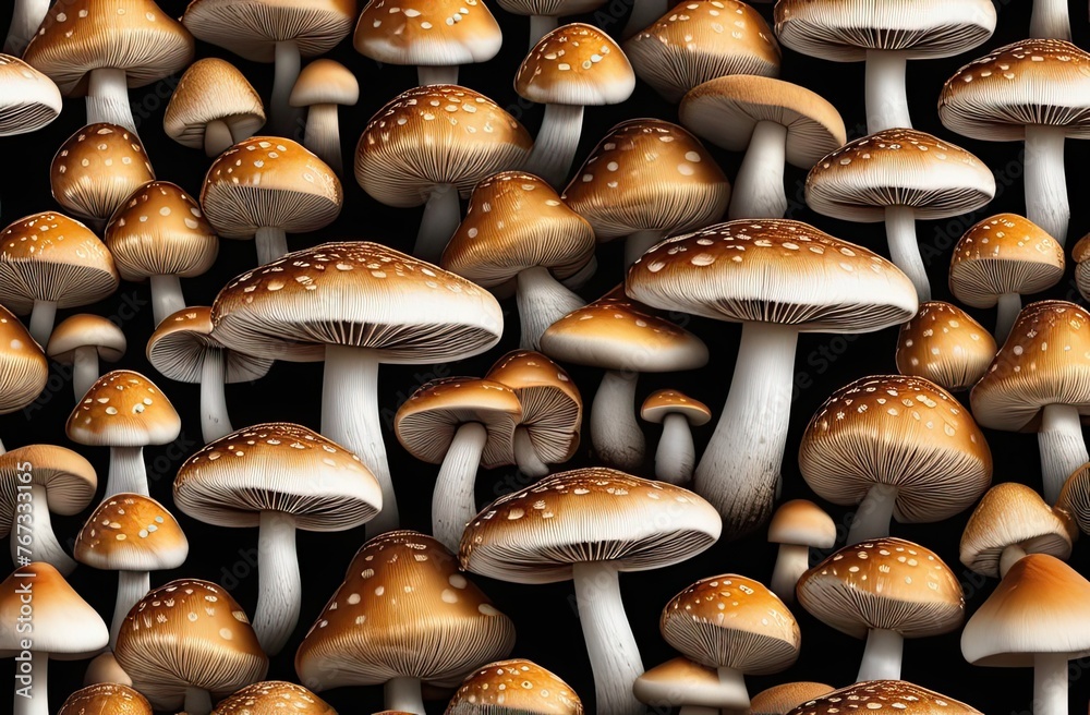 Mushrooms background, natural aesthetic. Close-up of mushrooms Mushrooms background, natural aesthetic. Close-up of mushrooms