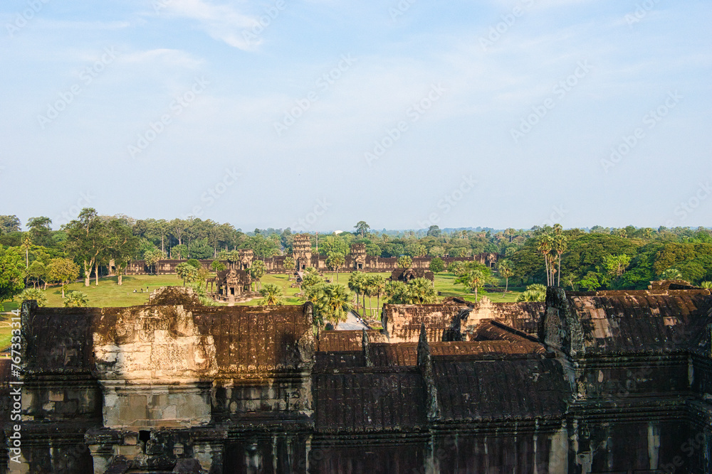 SIEM REAP - APRIL, 25:The landmark Angkor Wat temple where is the most popular place for tourist that 's one of the four major miracle in Oriental. During the Covid 19 pandemic CAMBODIA APRIL, 25 2022