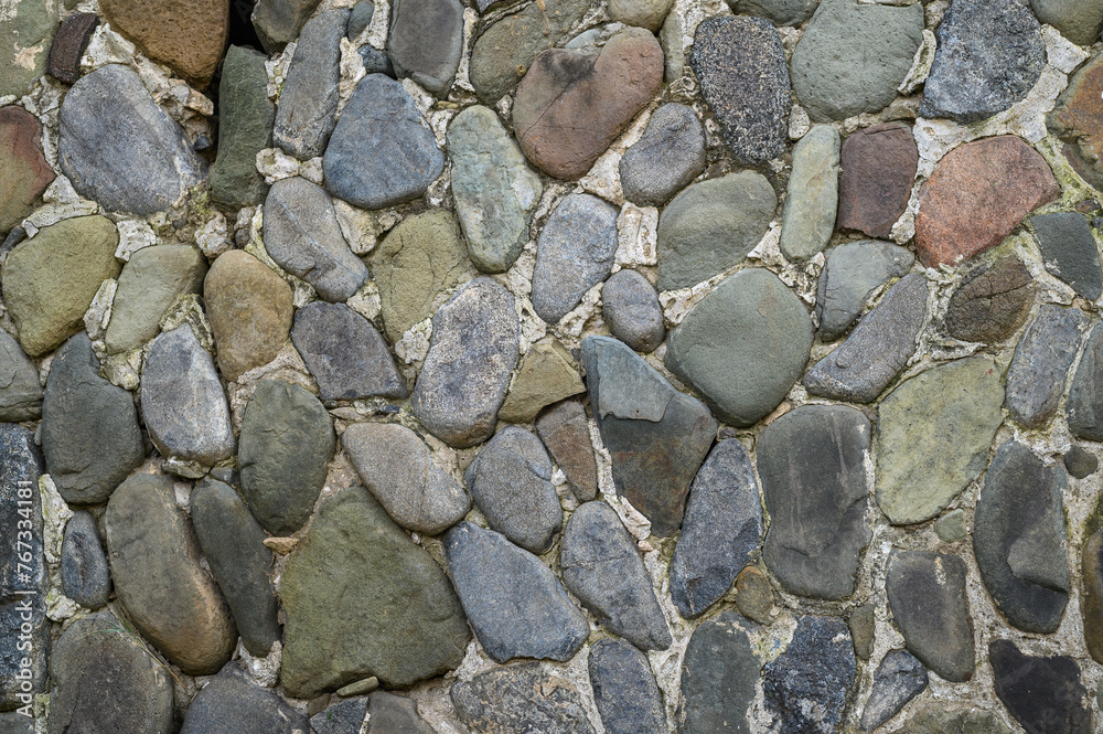 wall of sea stones as background texture
