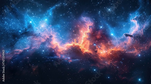 Universe filled with stars, nebula and galaxy. Elements of this image furnished by NASA. #767334963