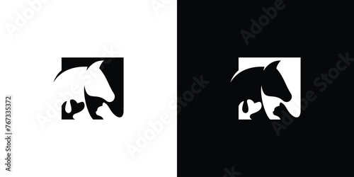 Creative Pet Logo Design. Horse, Dog, Cat with Minimalist Style. Pet Shop Icon Symbol Vector Design Inspiration.