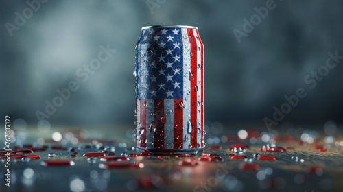 a beer can design based around the american flag