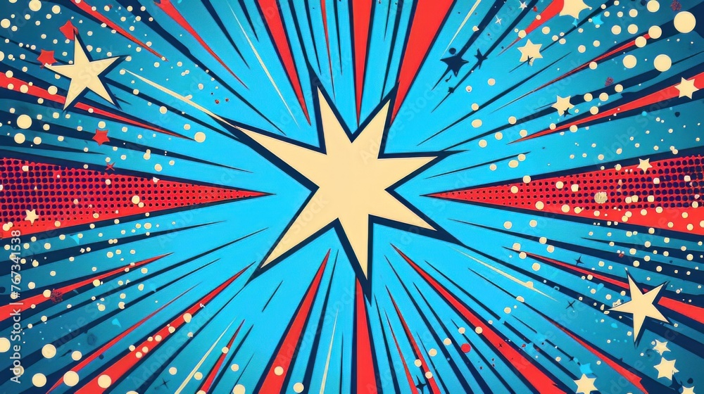 Fototapeta premium An explosive comic background in pop art texture