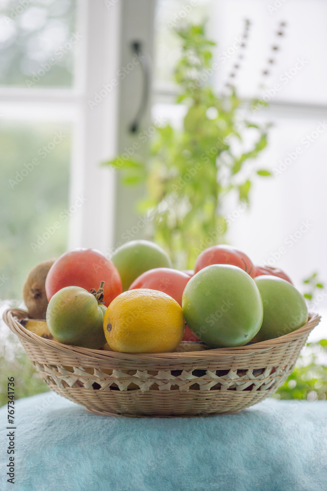 Basket of fresh fruits and vegetables. Basket of fresh fruits and vegetables.