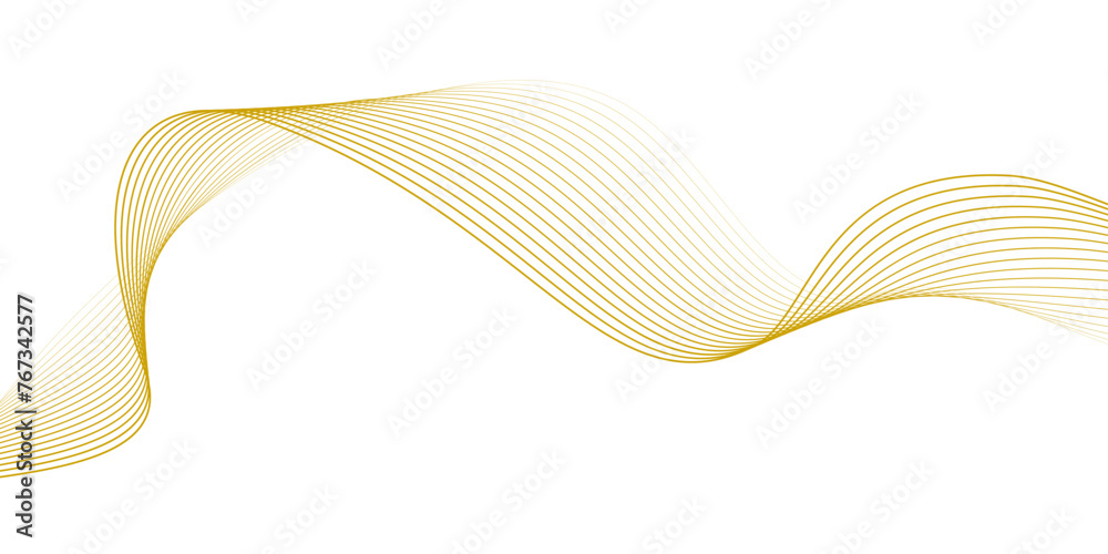 Flowing wave pattern golden color smooth curve shape isolated on transparent background. Vector in the concept of technology, science, music, modernity Flowing wave pattern golden color smooth curve shape isolated on transparent background. Vector in the concept of technology, science, music, modernity