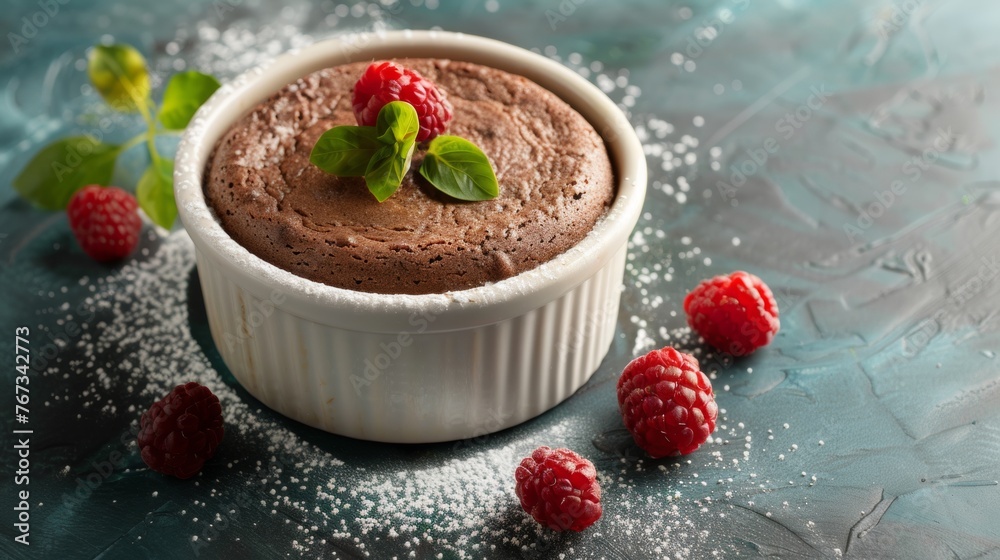 French dish with airy chocolate or berry dessert-souffle French dish with airy chocolate or berry dessert-souffle