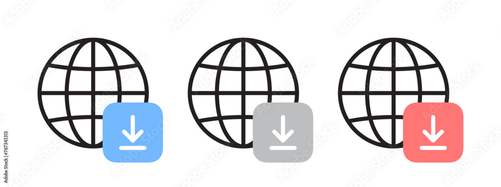 Downloading files to the Internet icons. Vector icons Downloading files to the Internet icons. Vector icons