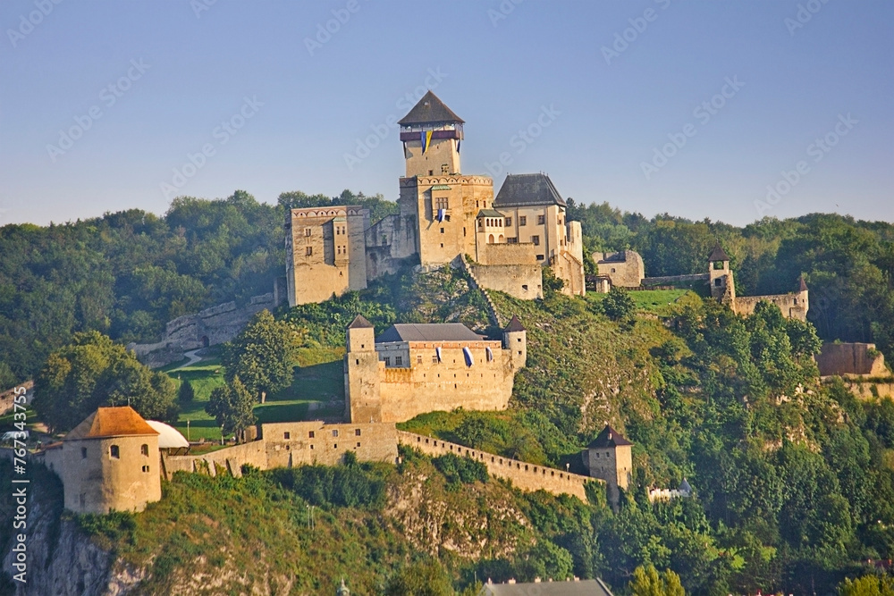 Vintage Trencian Castle.Medieval castle on a cliff  in Trencin, Slovakia
