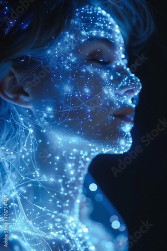 Amidst a sea of pixels and screens, individuals in the digital age morph into avatars, their physical forms melting into the virtual realm, soft lighting