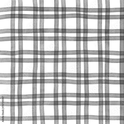 Black Gray Gingham Check Hand Drawn Overlay