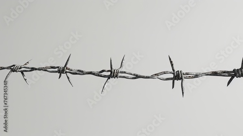 barbed wire against a neutral gray background, evoking feelings of confinement and restriction.