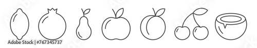 set of fruit icons with editable stroke	

