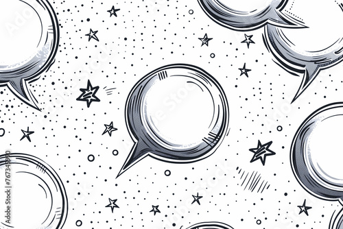 Comic Style Speech Bubbles and Stars Pattern