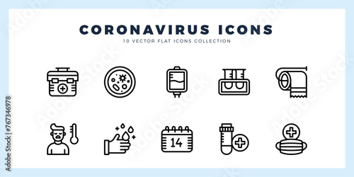 10 Coronavirus Lineal icon pack. vector illustration.
