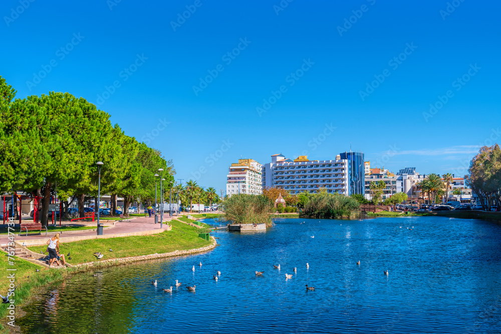 Peniscola lake Spain green area in the historic Spanish town and travel destination