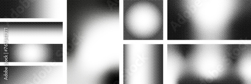 Halftone retro bitmap rectangle background collection. Trendy monochrome gradient pixel art