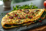 Elegant Egg White Spinach Omelette with Vegetables on Slate