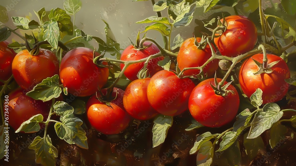 Tomatoes growing in the garden