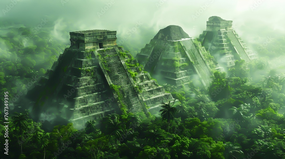 Three pyramids in the Amazonian jungle