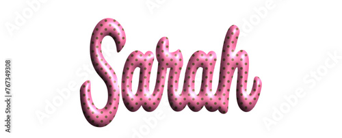 Sarah- pink color with dots, fabric style -name - three-dimensional effect tubular writing - Vector graphics - Word for  greetings, banners, card, prints, cricut, silhouette, sublimation