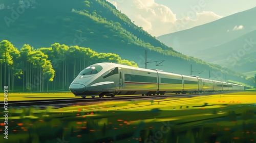 A high-speed train on a plain