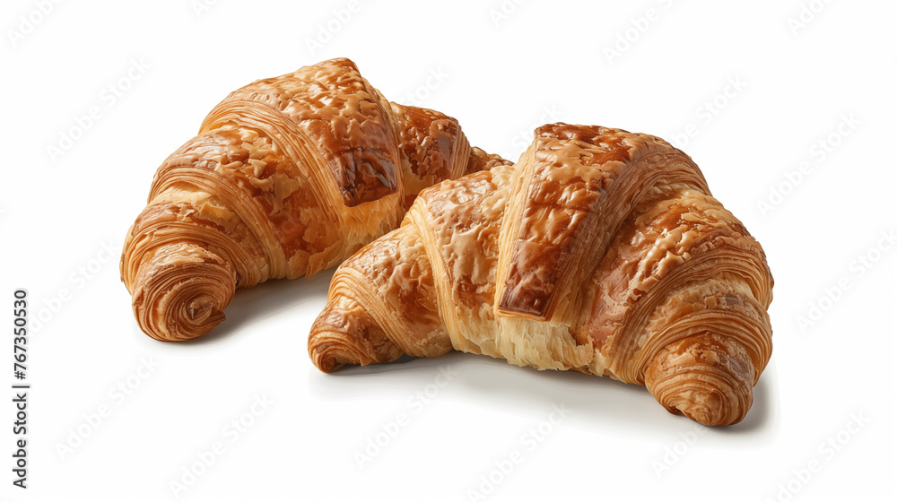 Croissants on plain white background