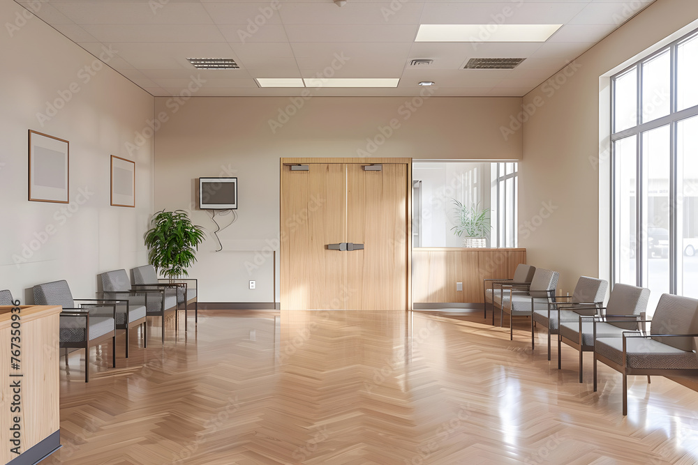 Beige office waiting room interior Beige office waiting room interior