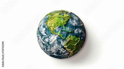 3D rendering of Earth globe with Americas, North and South America, Pacific and Atlantic Ocean on white background. Perfect for illustrations, websites, presentations.