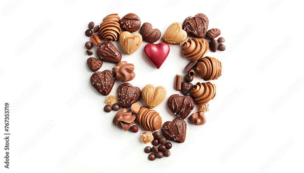 heart shape made of sweets and cookies heart shape made of sweets and cookies