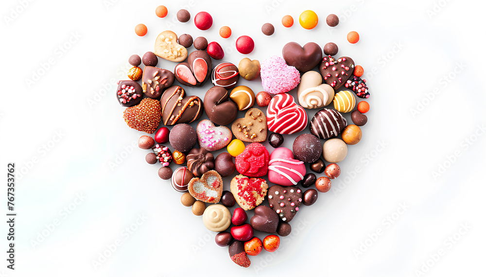 heart shape made of sweets and cookies heart shape made of sweets and cookies