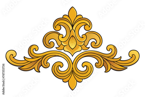 Golden baroque ornament elements on white background, vector illustration