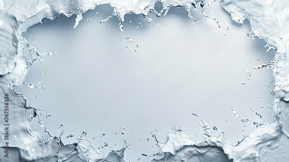 fluid purity: white-on-white design with a water splash frame fluid purity: white-on-white design with a water splash frame