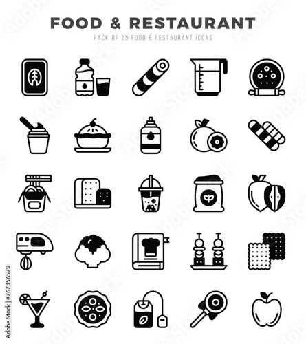 Food and Restaurant icon pack for your website. mobile. presentation. and logo design.