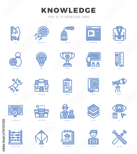 Knowledge Icons bundle. Two Color style Icons. Vector illustration.