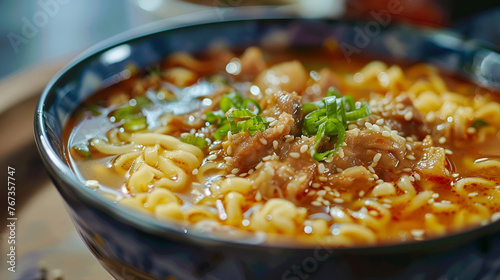 Delicious Asian Noodle Soup with Meat