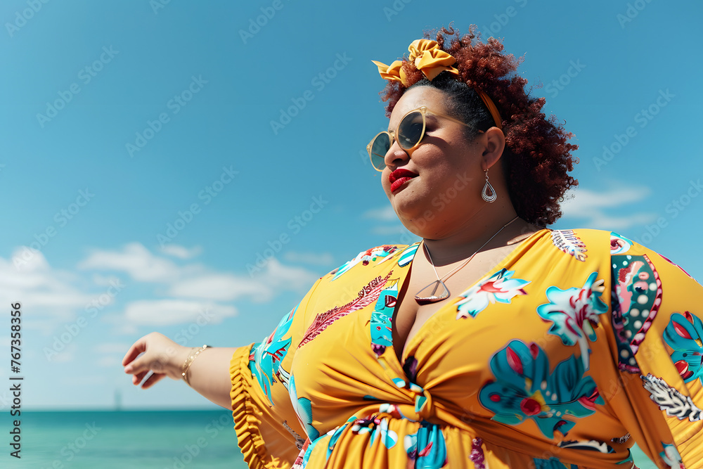 unique sense of style and fashion on the beach, plus size woman ...