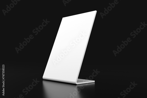 Mockup of Acrylic Tent Card or Stand on Black Background - 3D Illustration