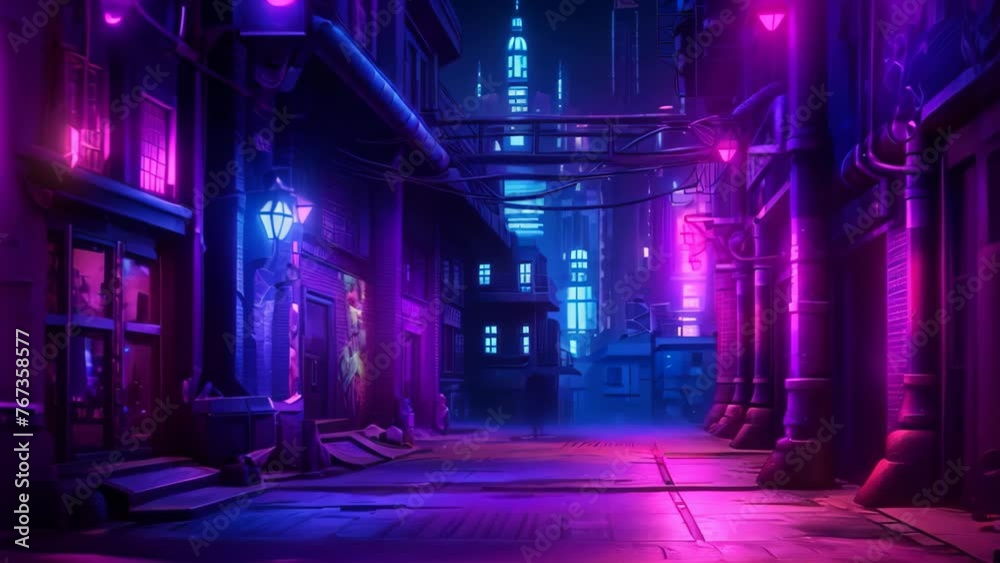 Dark Alley With Neon Lights and Buildings, An Urban Nightscape Picture, Street in cyberpunk dystopian city at night, dark alley in neon lights, AI Generated Dark Alley With Neon Lights and Buildings, An Urban Nightscape Picture, Street in cyberpunk dystopian city at night, dark alley in neon lights, AI Generated