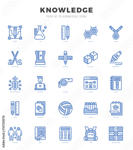 Set of 25 Knowledge Two Color Icons Pack.