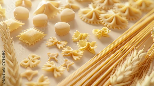 pasta and wheat in a stock photo, adopting the pictorialist approach to infuse the scene with soft-focus realism and atmospheric charm.