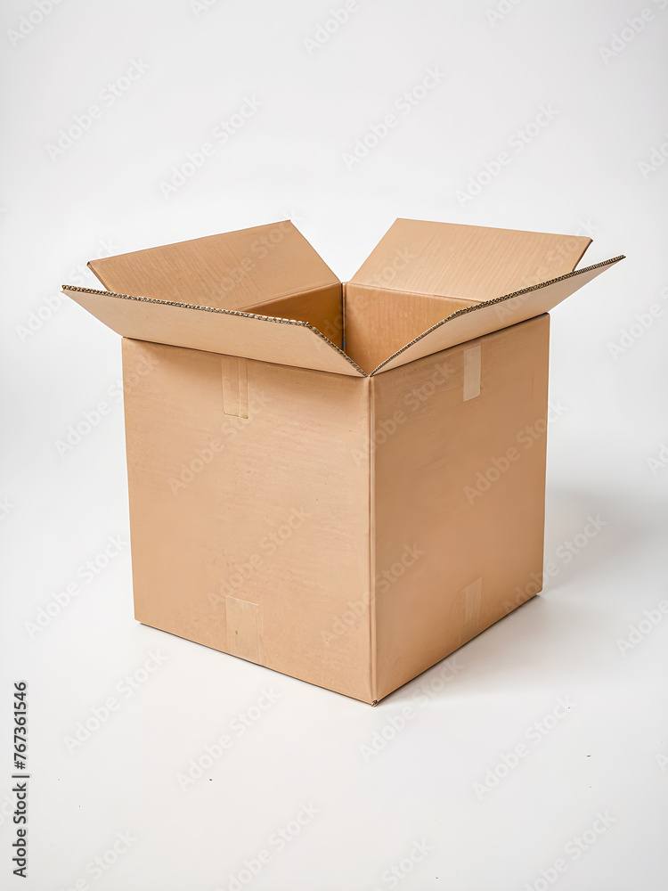 Brown cardboard box isolated on a white background.