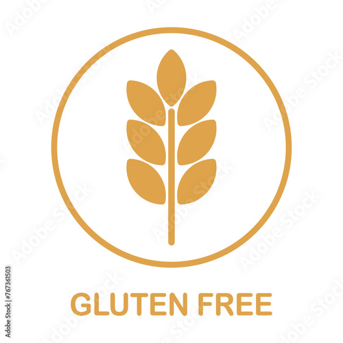 Gluten free icon vector isolated on white background. Stalk of grain, Wheat gluten free grain vector icon label round badge logo.