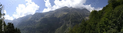 Panoramic view of the Pineta Valley. Monte Perdido  Pineta Circus  Bielsa. Ordesa and Monte Perdido National Park. Pyrenees. Huesca. Aragon. Spain