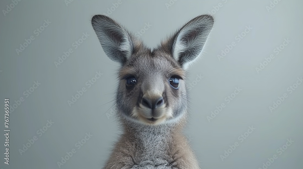 beautiful kangaroo isolated on a grey background Close-up 