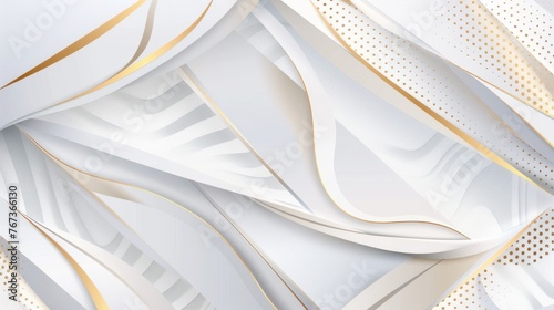 white geometric background featuring a paper cut style embellished with elegant golden lines